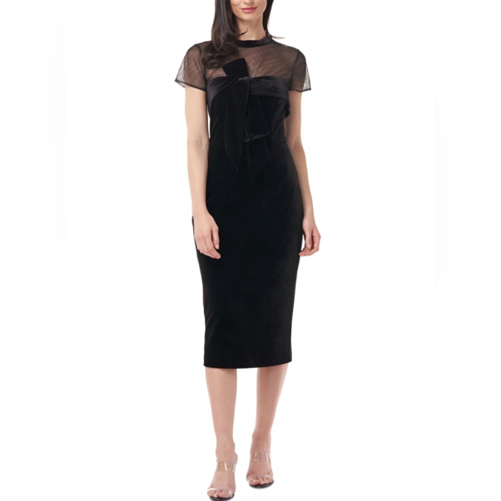 JS Collections Velvet Bow Cocktail Dress